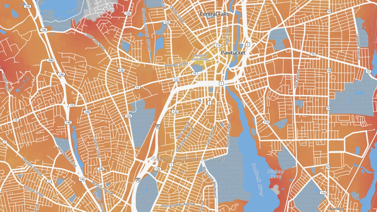 Transit Grade map of Woodlawn, Pawtucket, RI