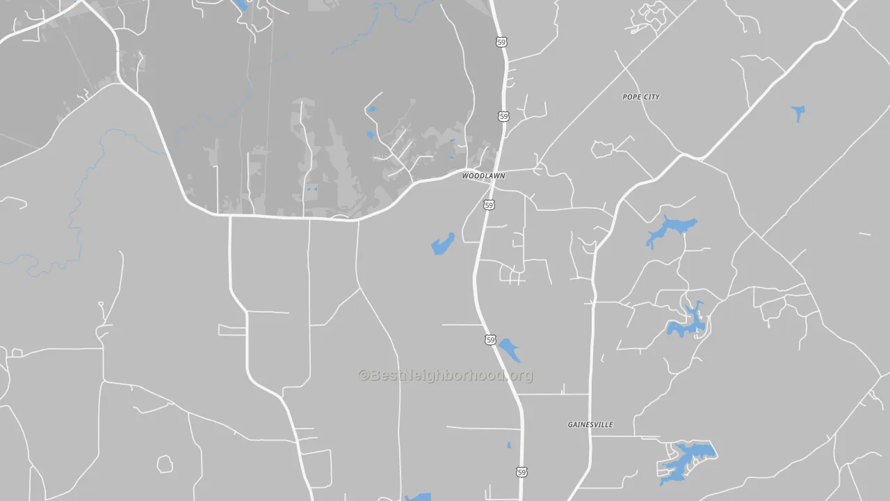 Transit Grade map of Woodlawn, TX