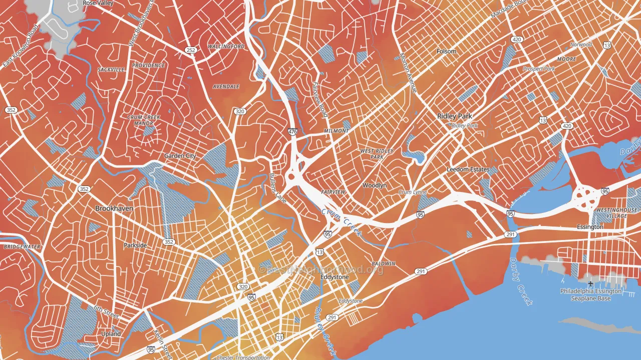 Transit Grade map of Woodlyn, PA
