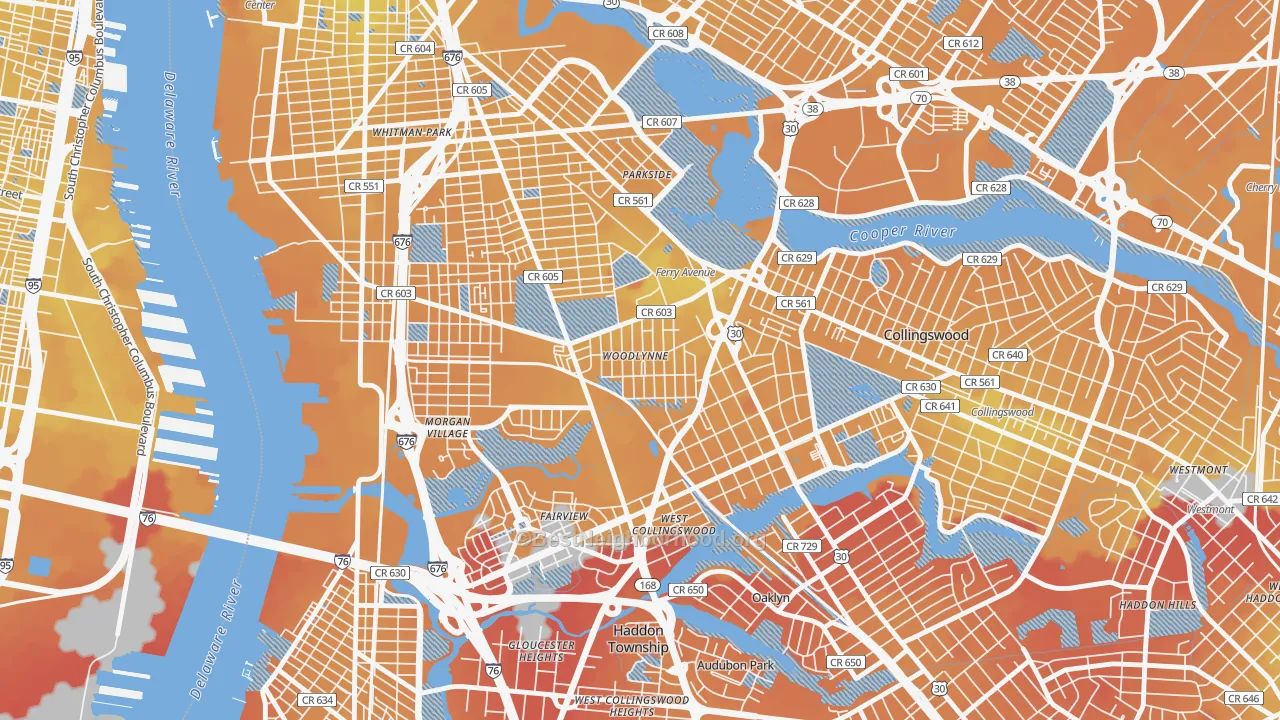 Transit Grade map of Woodlynne, NJ