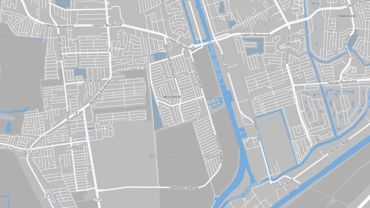Transit Grade map of Woodmere, LA