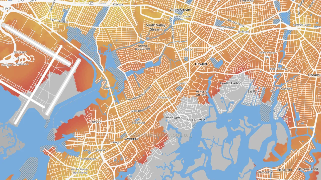 Transit Grade map of Woodmere, NY