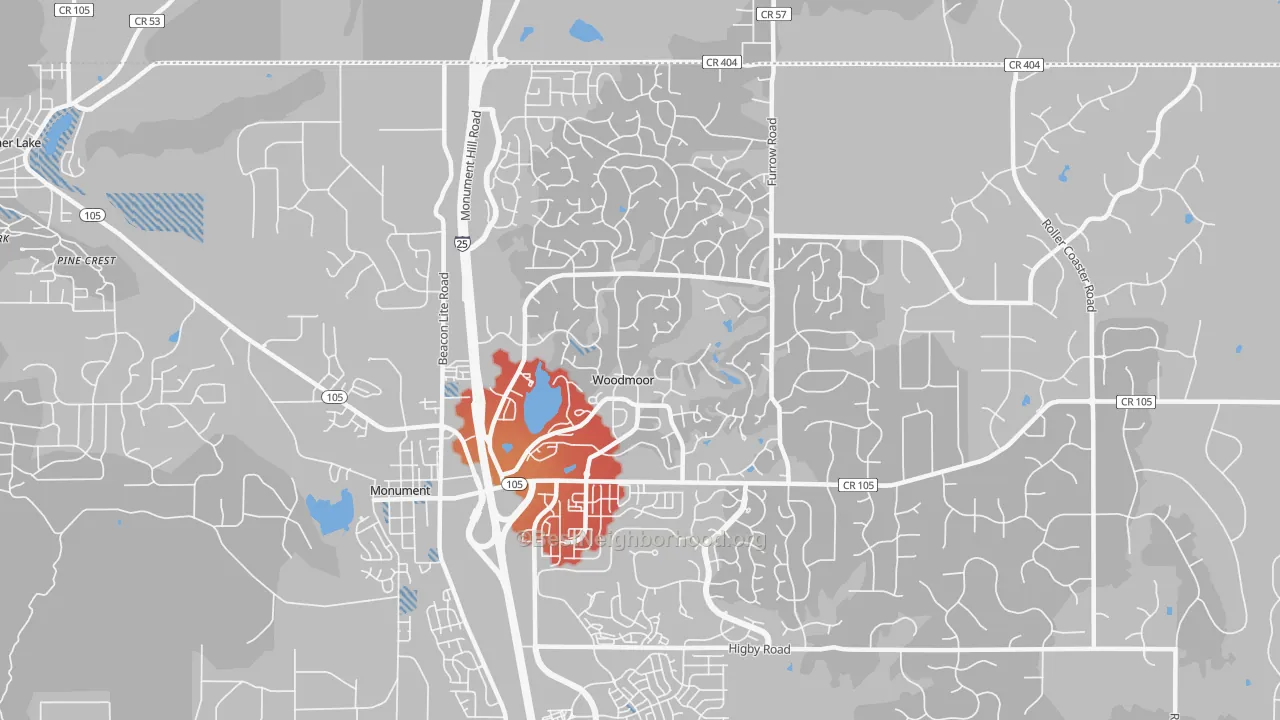 Transit Grade map of Woodmoor, CO