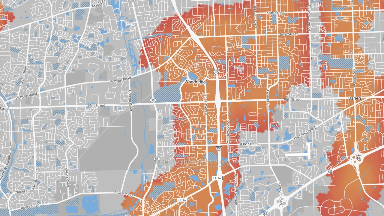 Transit Grade map of Woodridge, IL