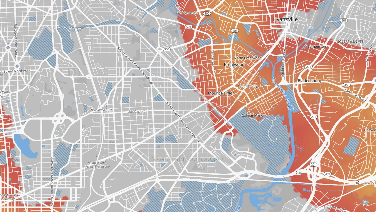 Transit Grade map of Woodridge, Washington, DC