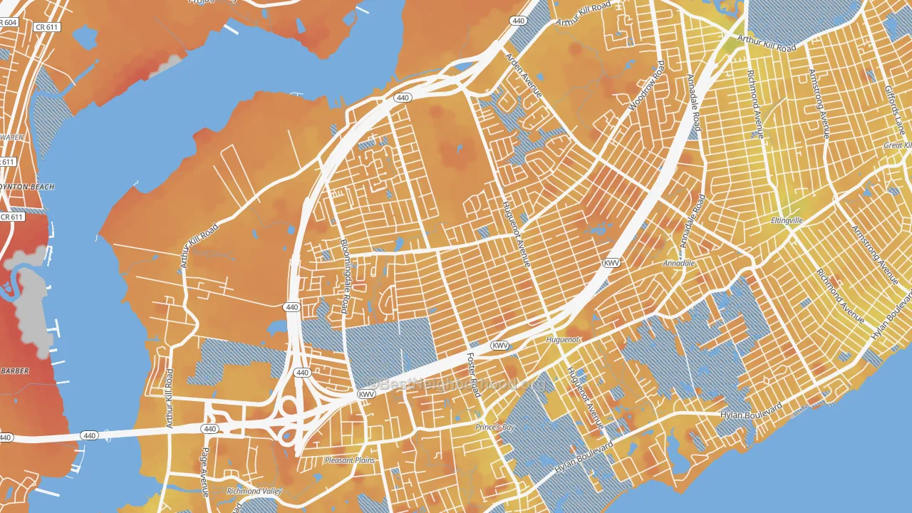 Transit Grade map of Woodrow, Staten Island, NY