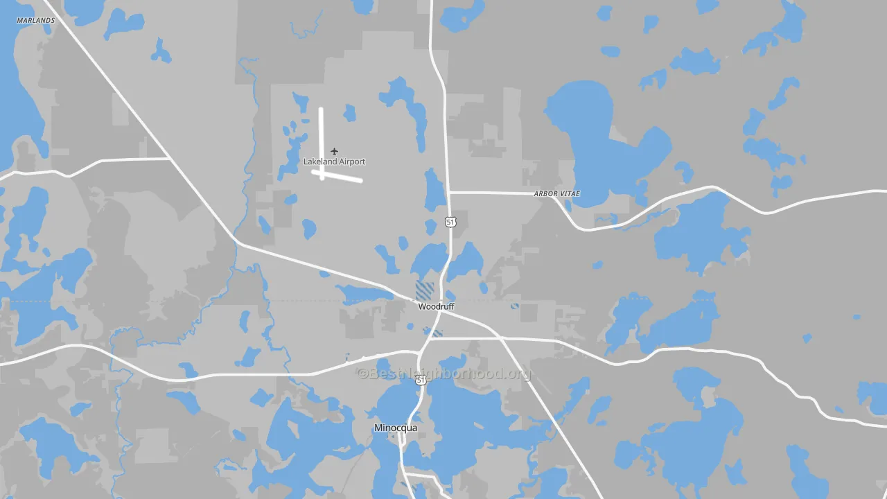 Transit Grade map of Woodruff, WI