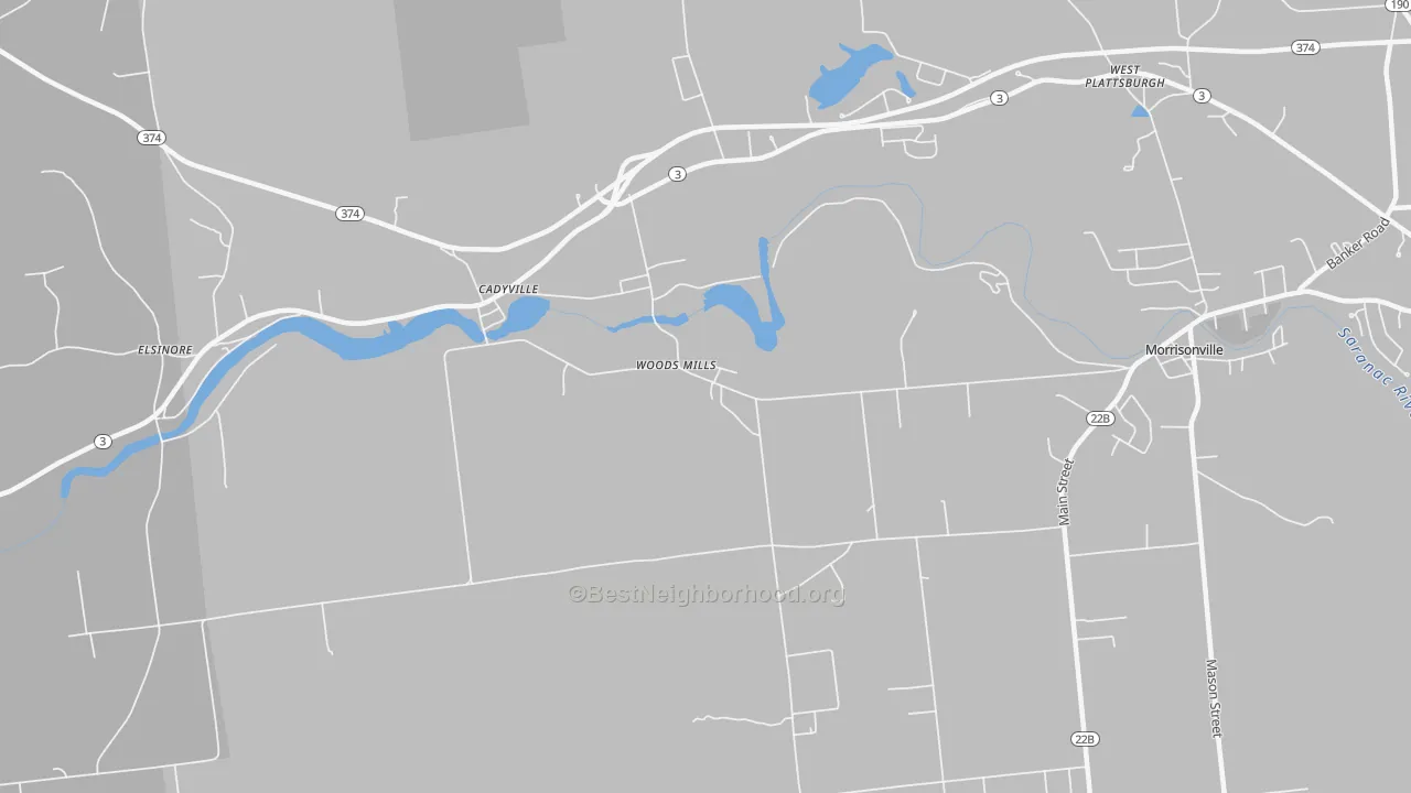 Transit Grade map of Woods Mills, NY