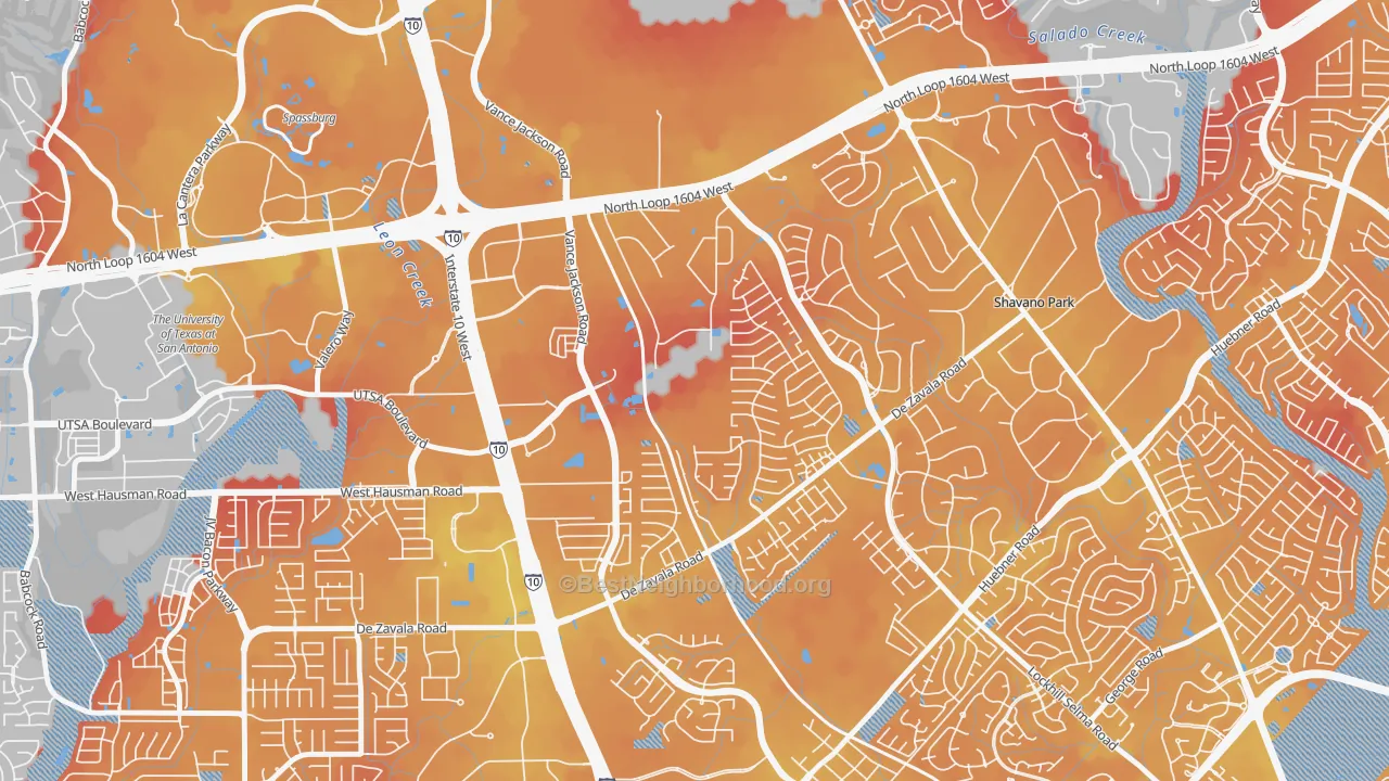 Transit Grade map of Woods of Shavano, San Antonio, TX