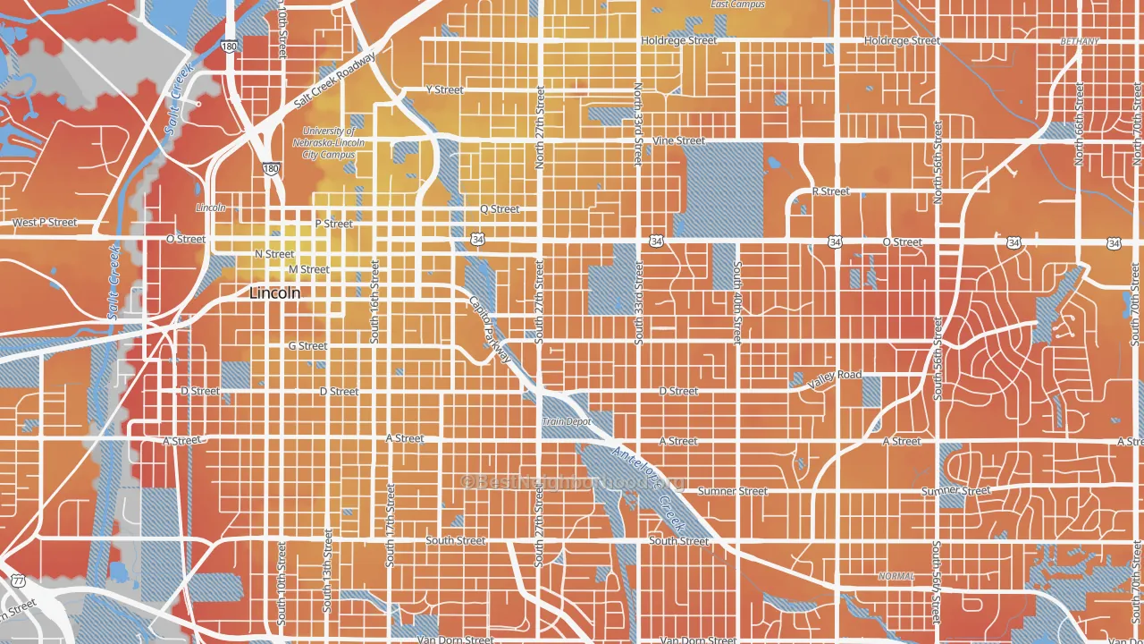 Transit Grade map of Woods Park, Lincoln, NE
