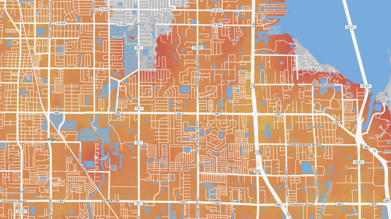 Transit Grade map of Woodside Village, Largo, FL