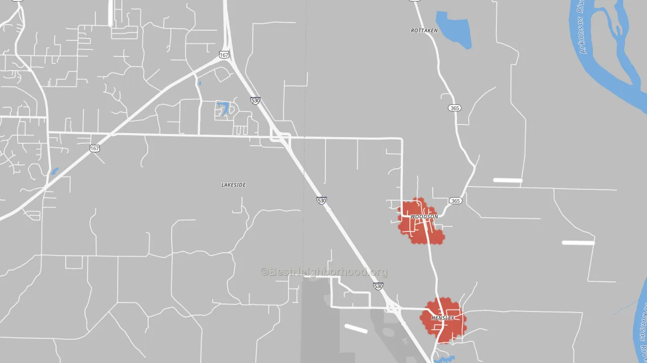 Transit Grade map of Woodson, AR