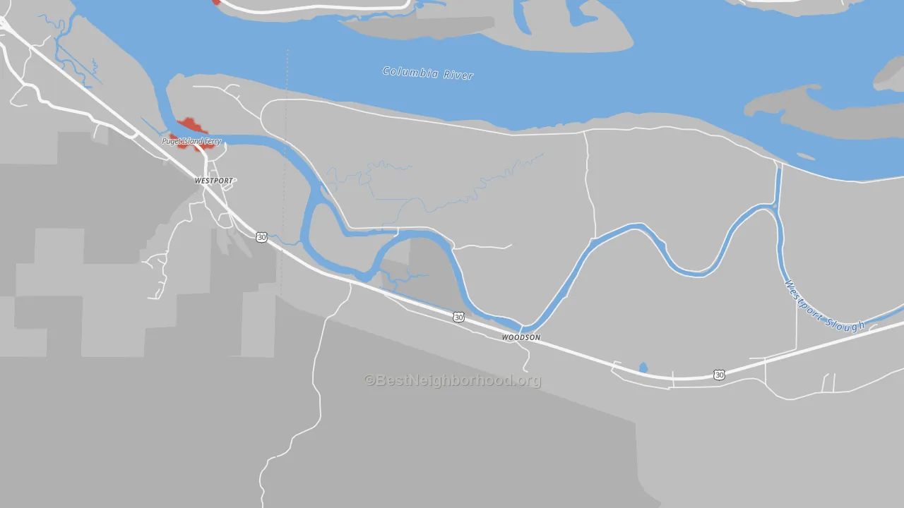 Transit Grade map of Woodson, OR
