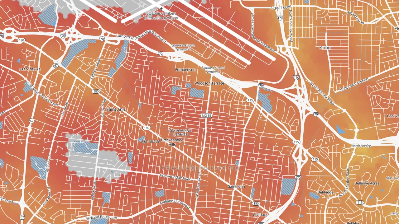 Transit Grade map of Woodson Terrace, MO
