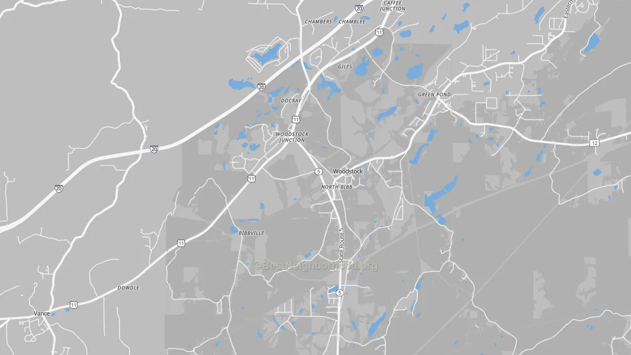 Transit Grade map of Woodstock, AL
