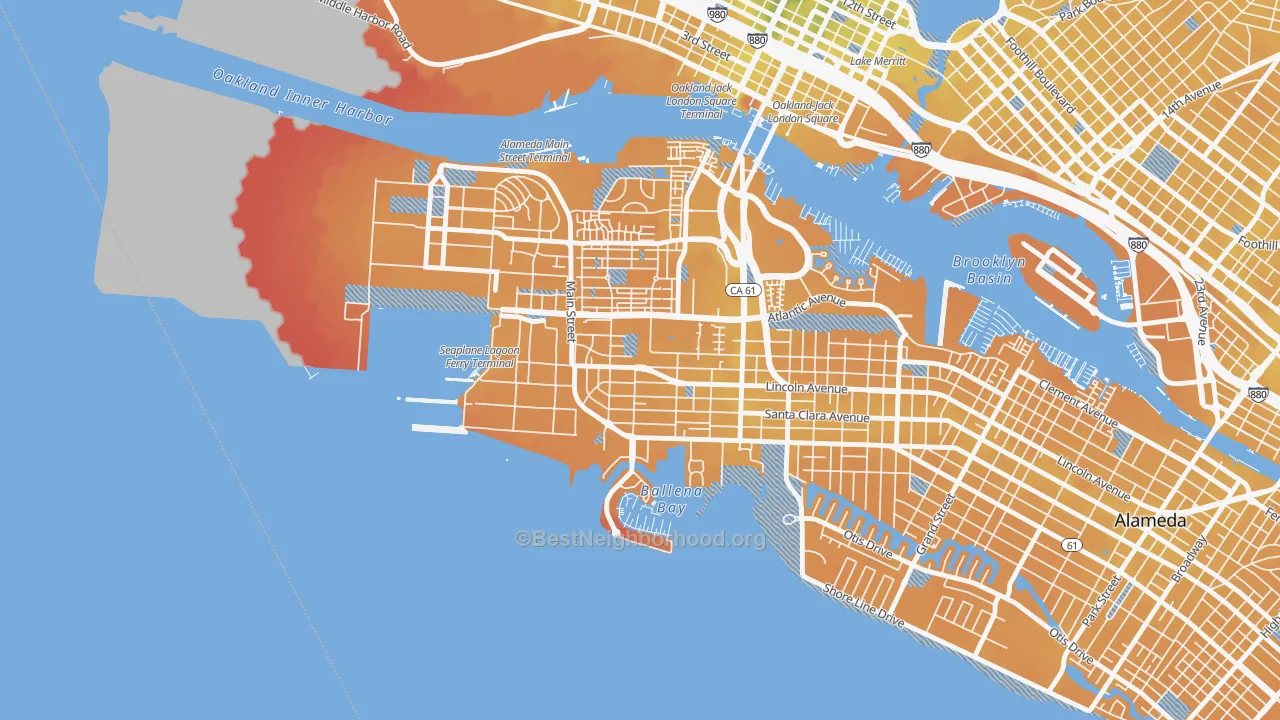 Transit Grade map of Woodstock, Alameda, CA