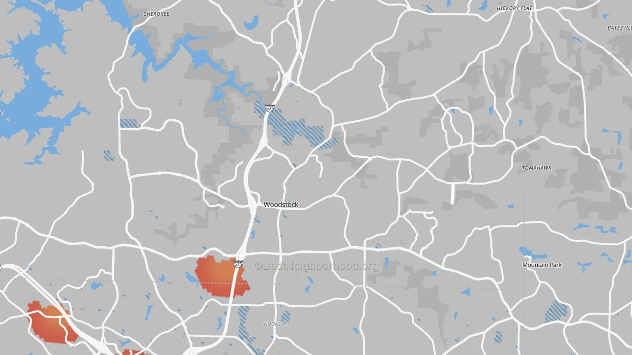 Transit Grade map of Woodstock, GA