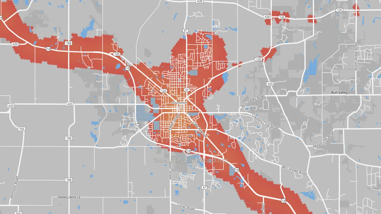 Transit Grade map of Woodstock, IL