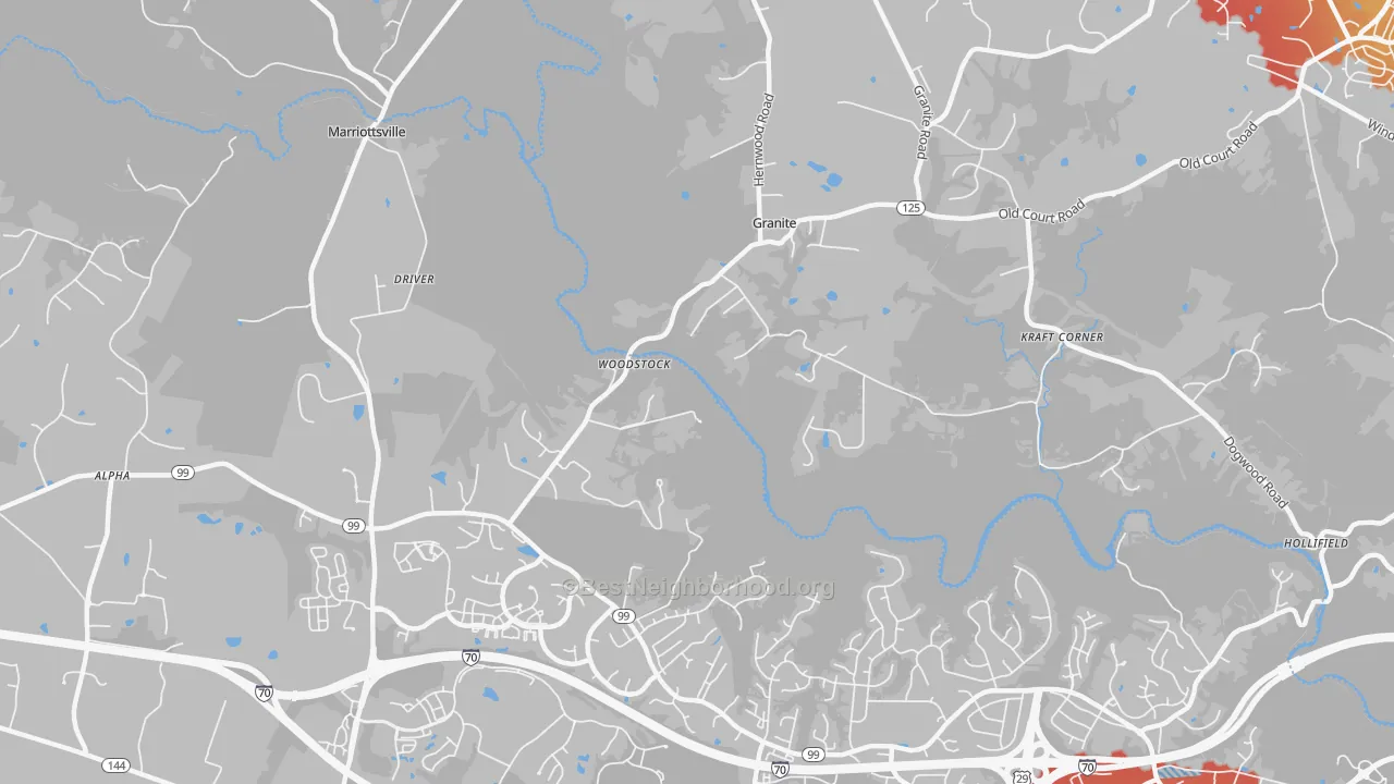 Transit Grade map of Woodstock, MD