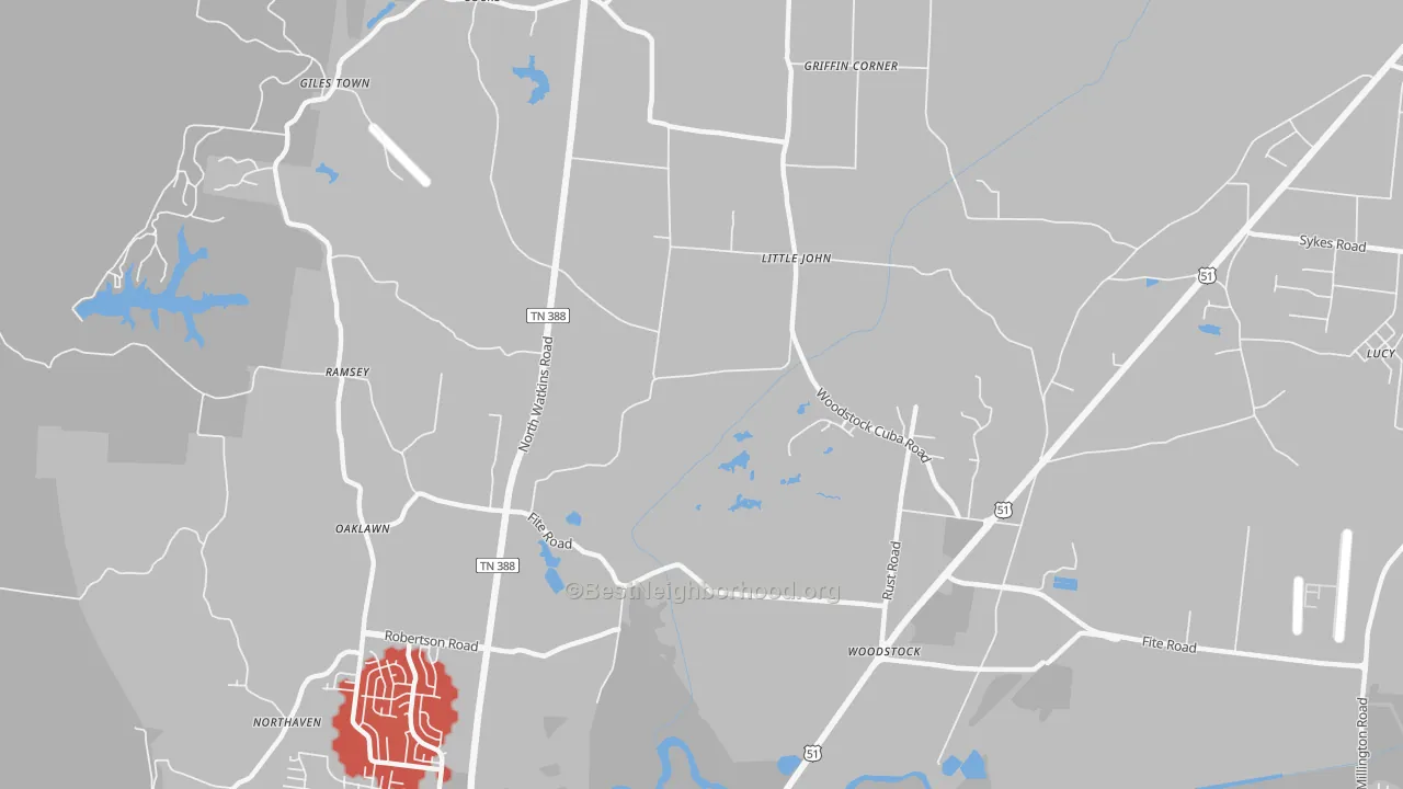 Transit Grade map of Woodstock, TN