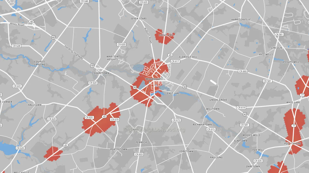 Transit Grade map of Woodstown, NJ