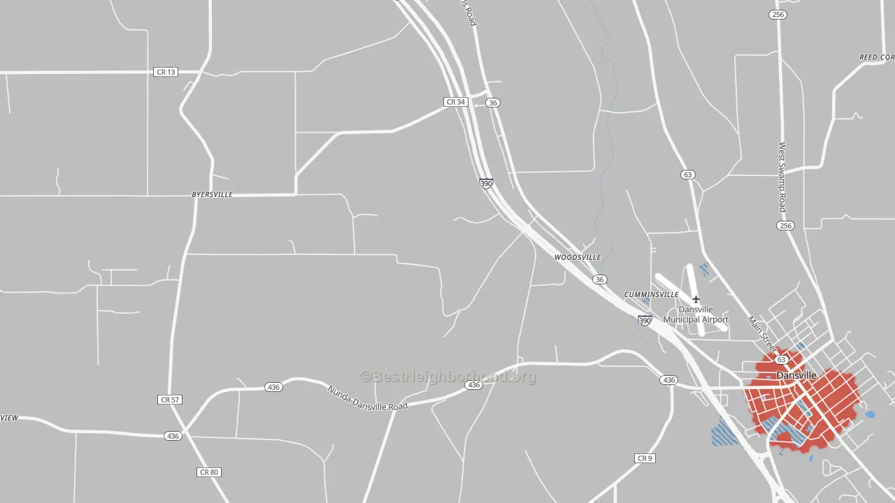 Transit Grade map of Woodsville, NY