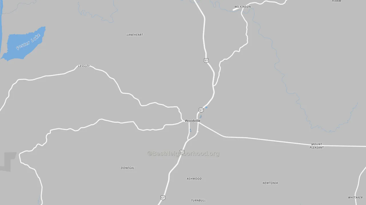 Transit Grade map of Woodville, MS