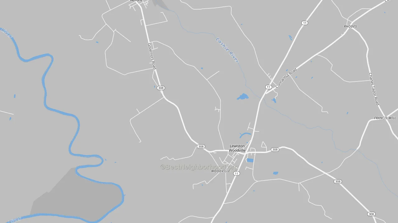 Transit Grade map of Woodville, NC