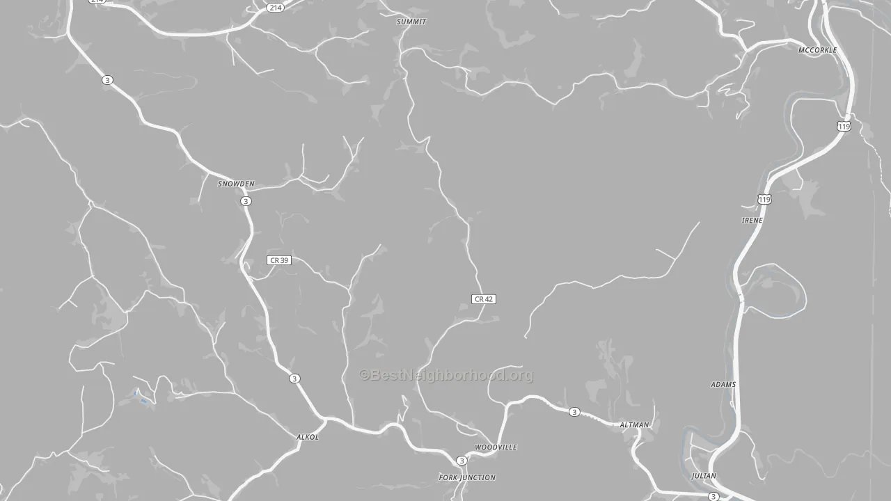 Transit Grade map of Woodville, WV