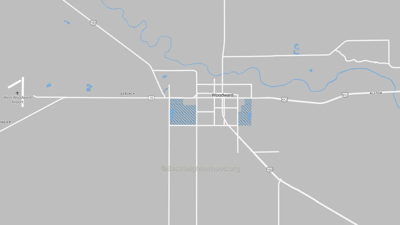 Transit Grade map of Woodward, OK