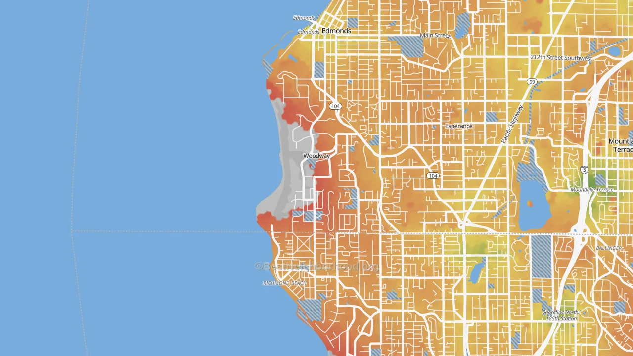 Transit Grade map of Woodway, WA