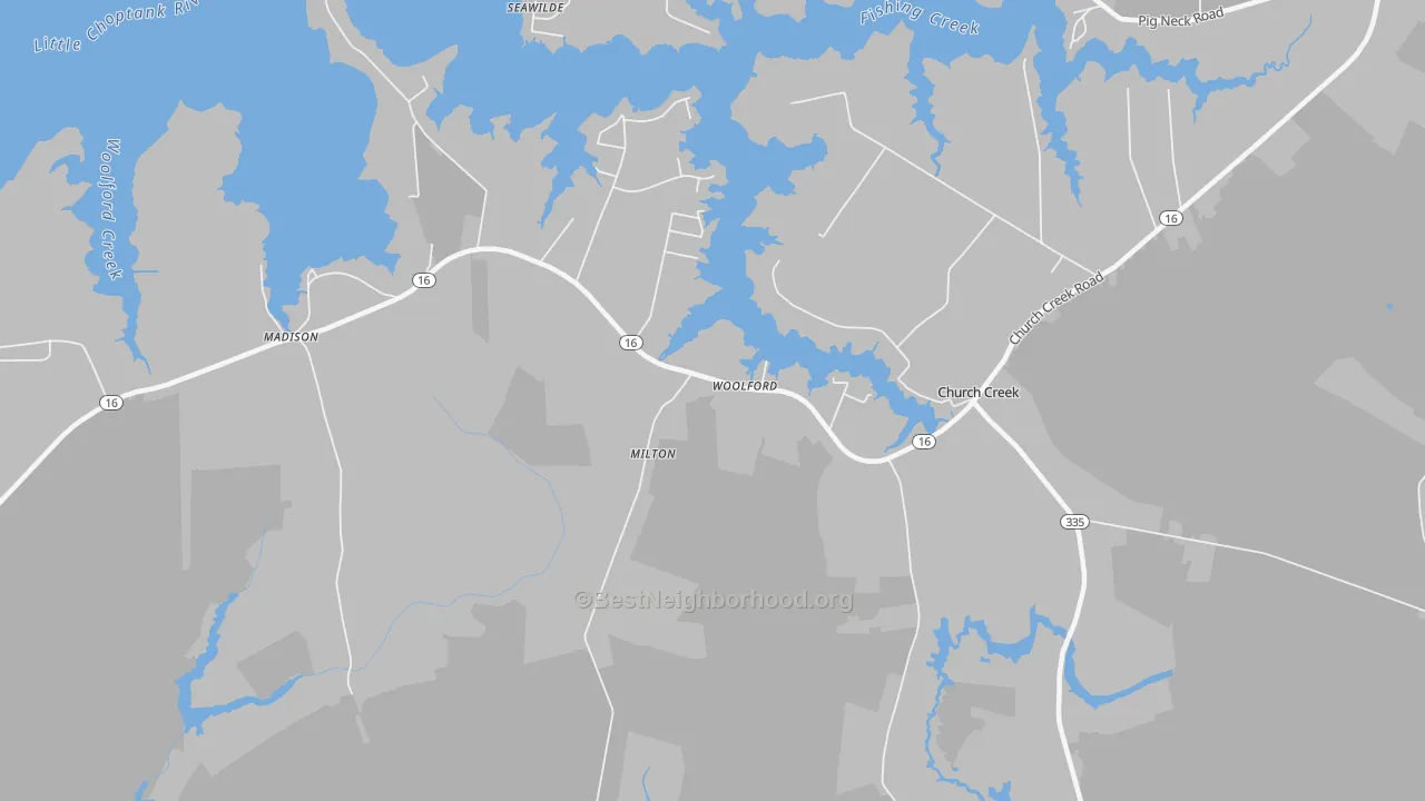 Transit Grade map of Woolford, MD
