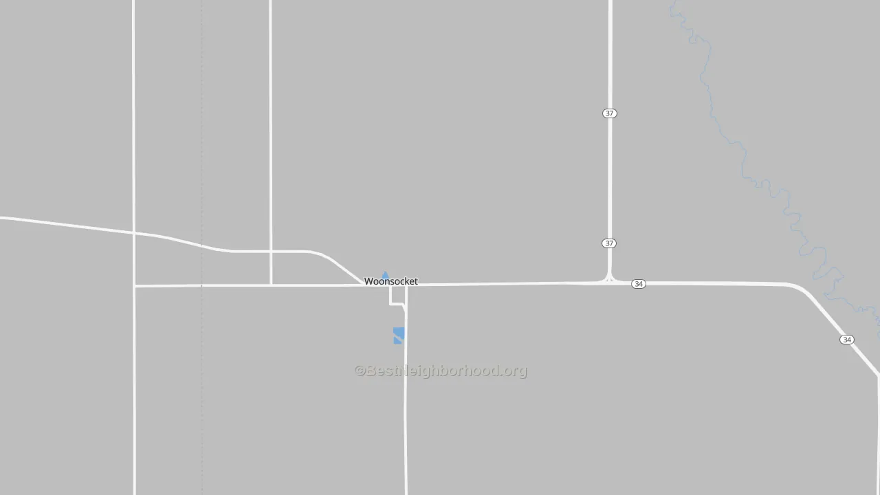 Transit Grade map of Woonsocket, SD