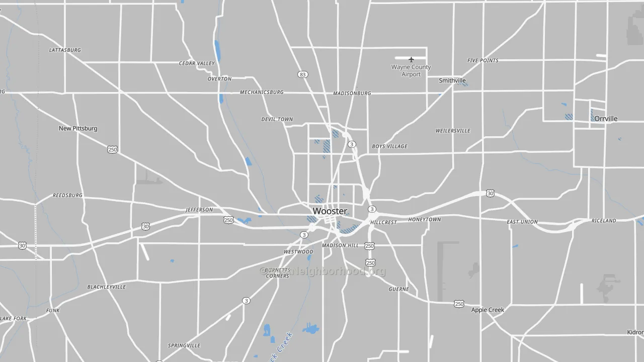 Transit Grade map of Wooster, OH