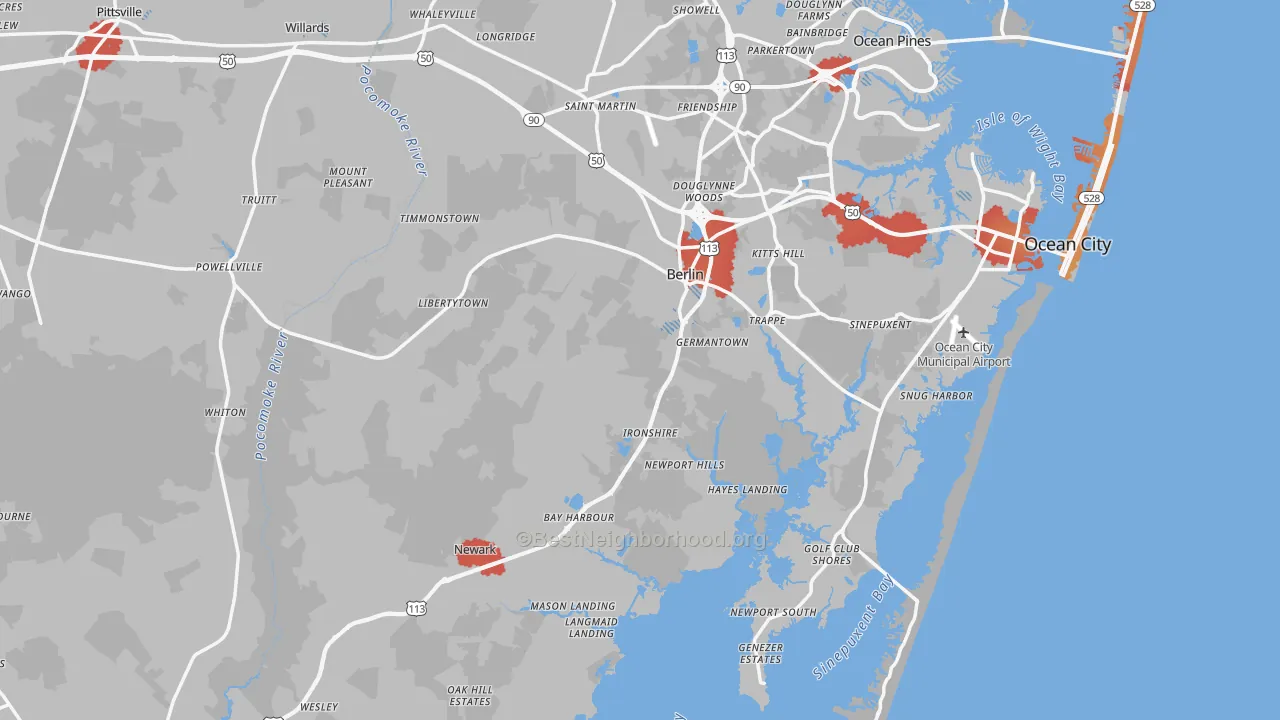 Transit Grade map of Worcester County, MD