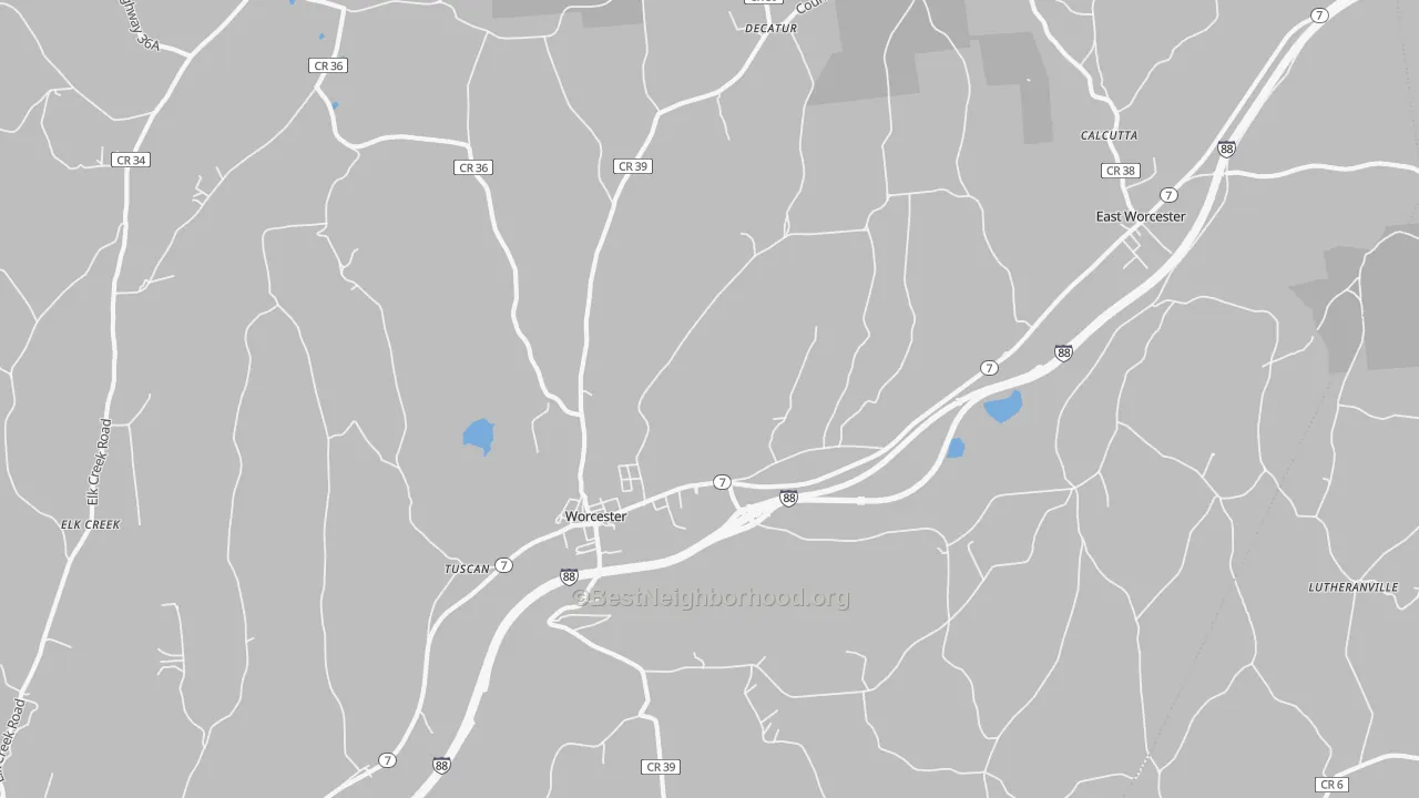 Transit Grade map of Worcester, NY