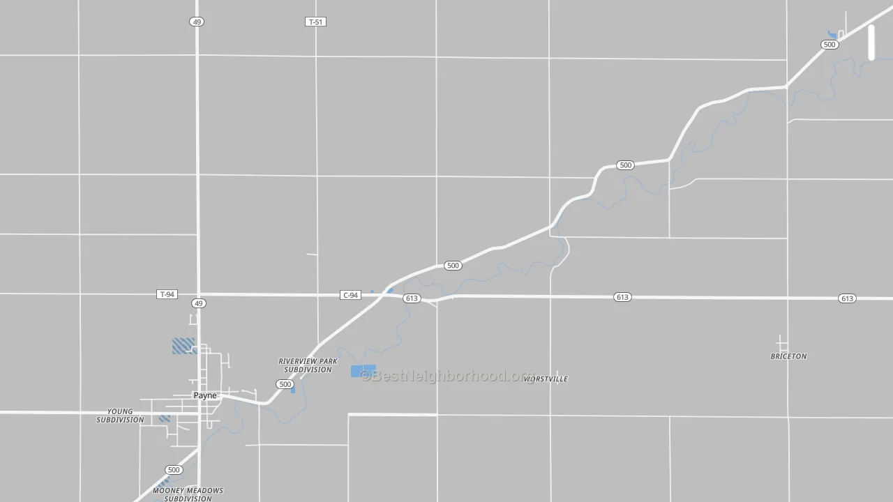 Transit Grade map of Worstville, OH