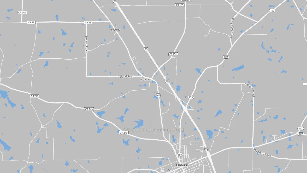 Transit Grade map of Worth, GA