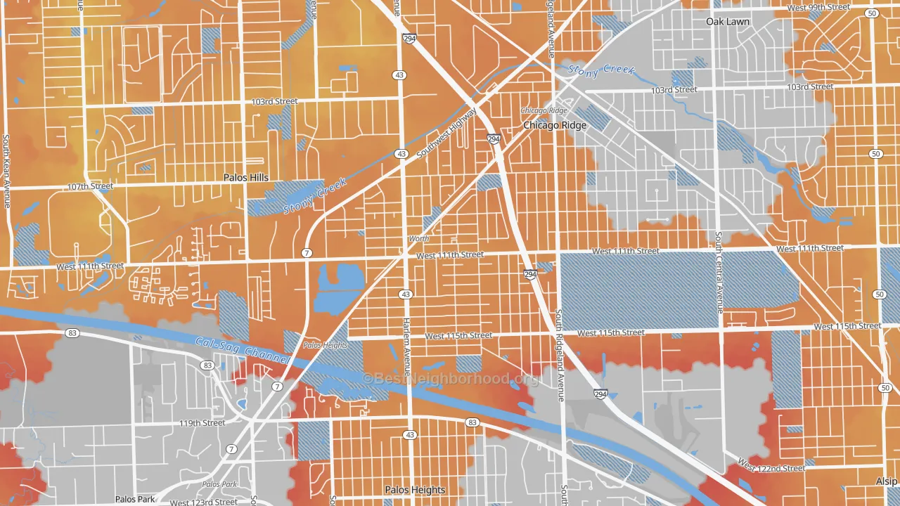 Transit Grade map of Worth, IL