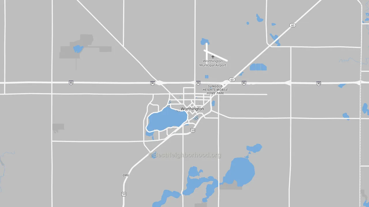 Transit Grade map of Worthington, MN