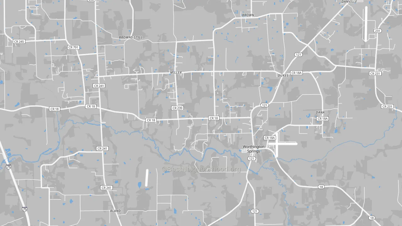 Transit Grade map of Worthington Springs, FL