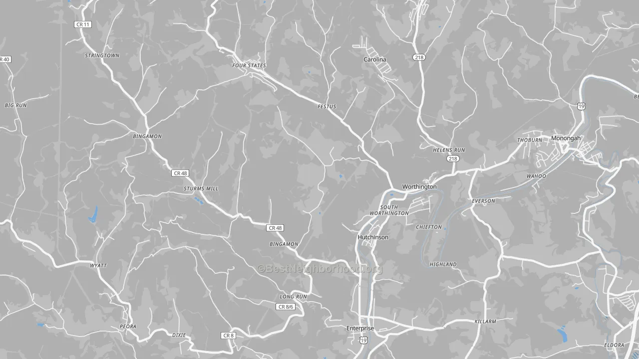 Transit Grade map of Worthington, WV