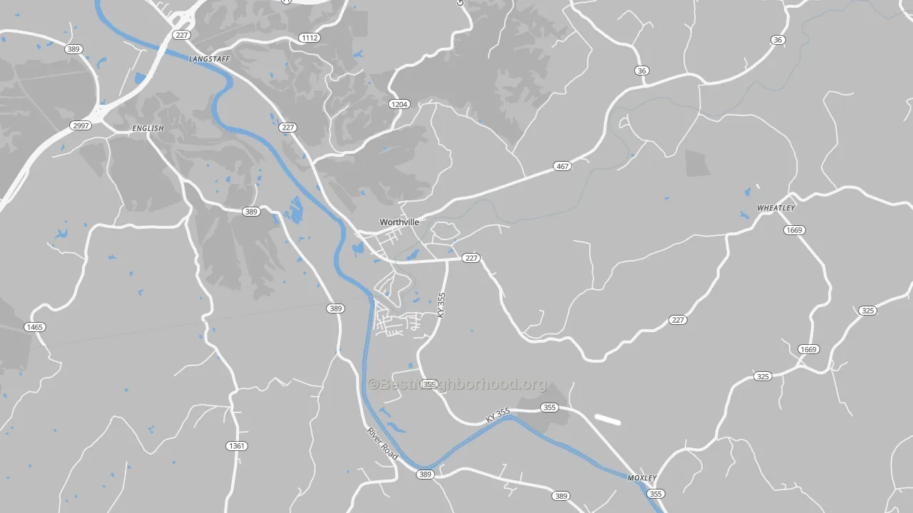 Transit Grade map of Worthville, KY