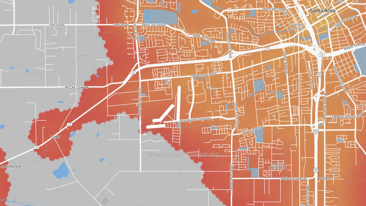 Transit Grade map of Wright Area, Santa Rosa, CA
