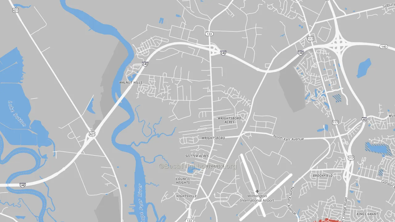 Transit Grade map of Wrightsboro, Wilmington, NC