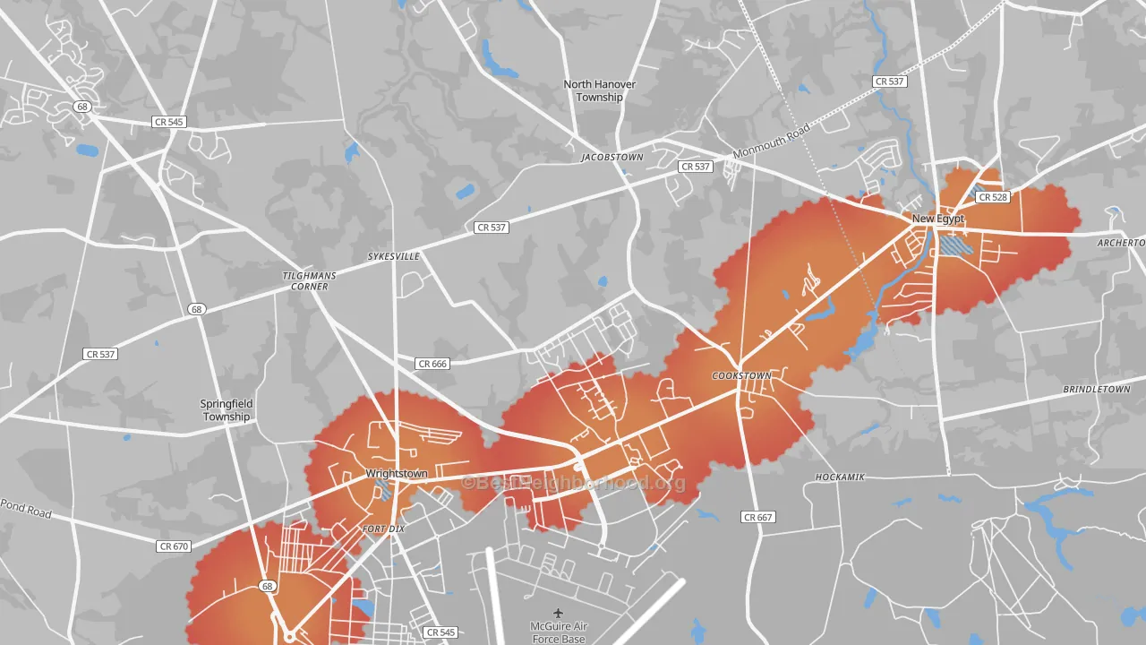 Transit Grade map of Wrightstown, NJ