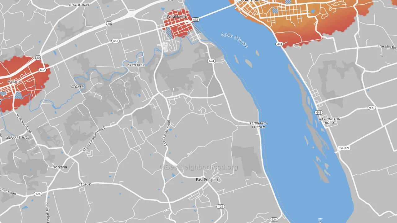 Transit Grade map of Wrightsville, PA