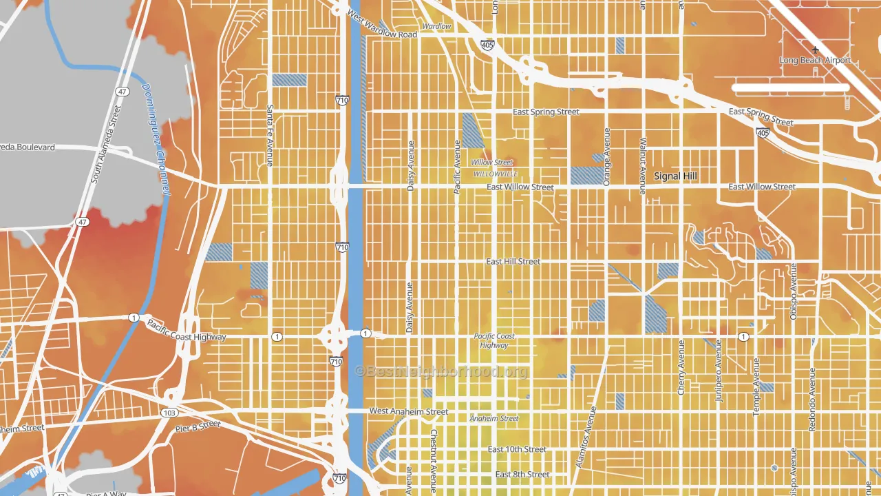 Transit Grade map of Wrigley, Long Beach, CA