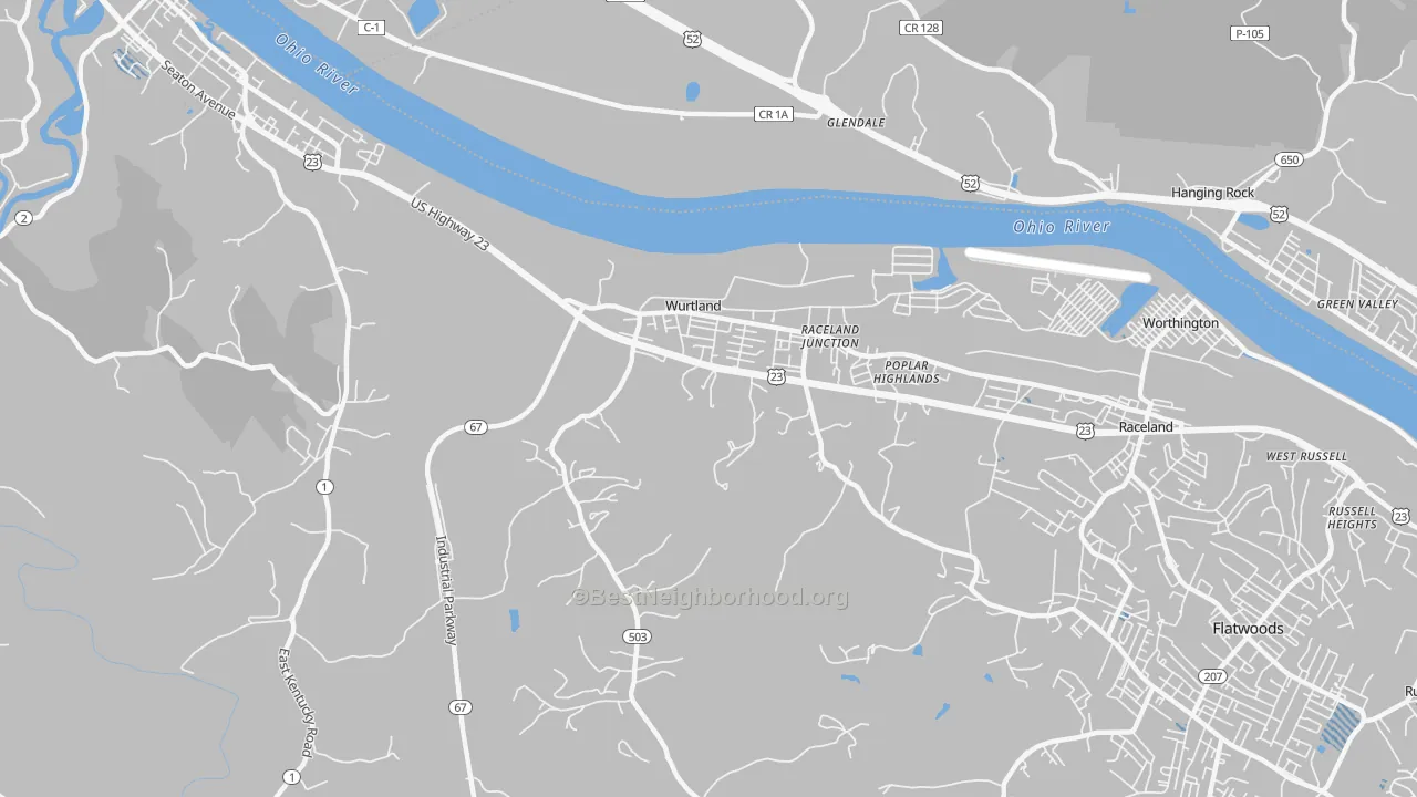 Transit Grade map of Wurtland, KY