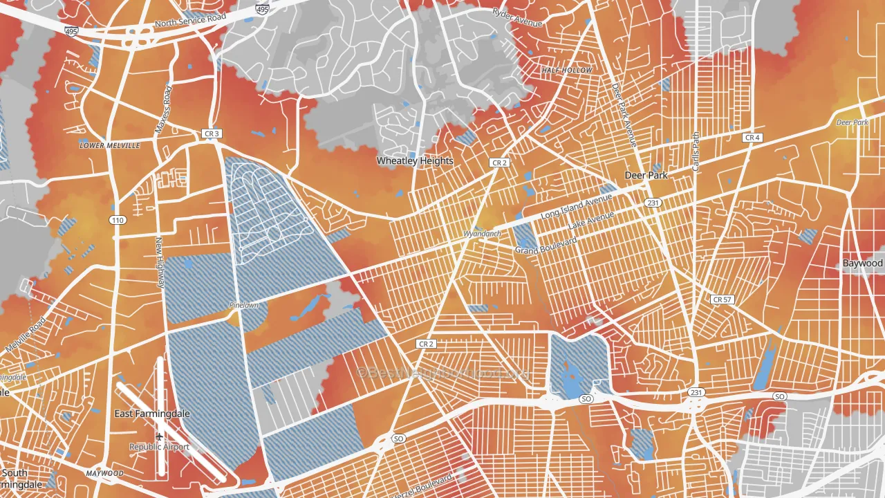 Transit Grade map of Wyandanch, NY